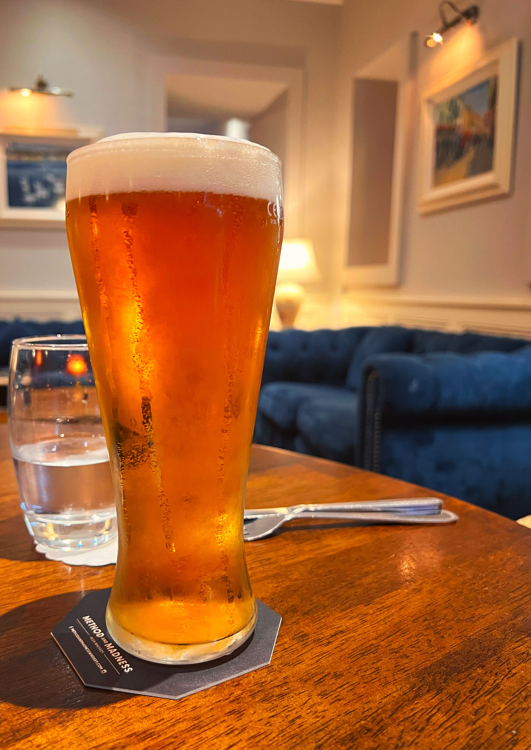 Pint of lager, Clyburn Hotel, County Galway