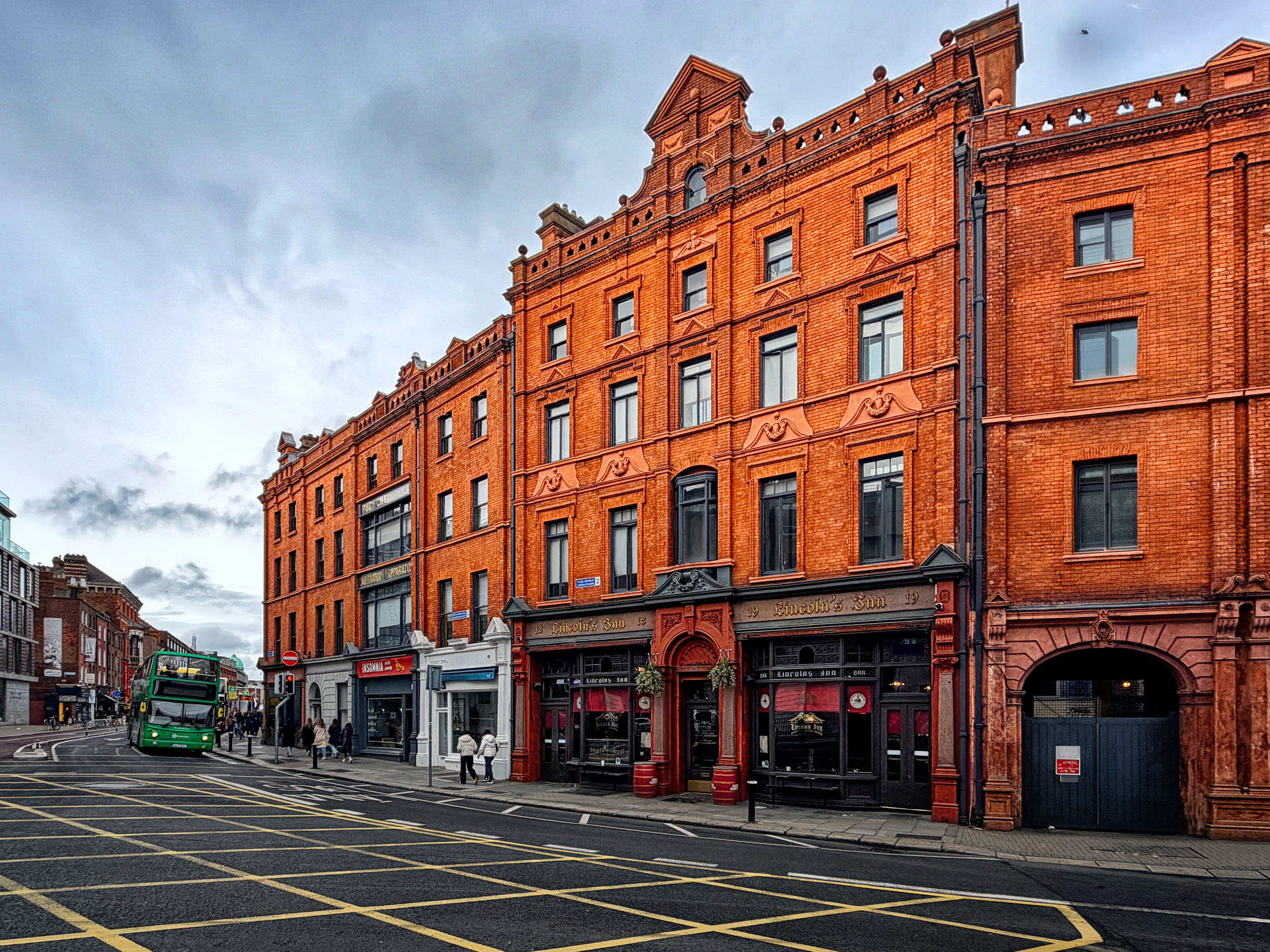 Victorian red brick on Lincoln Place, site of Finn's Hotel, Dublin, County Dublin